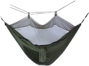 Hamock Outdoor Camping Mosquito Net Hammock Nylon Parachute Cloth Hammock with Mosquito Net Outdoor Swing Hammock Hanmock(E)