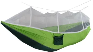 Hamock Outdoor Camping Outdoor Mosquito Net Hammock Double 210T Nylon Anti-Mosquito Parachute Cloth Air Camping Tent Hanmock(Green)