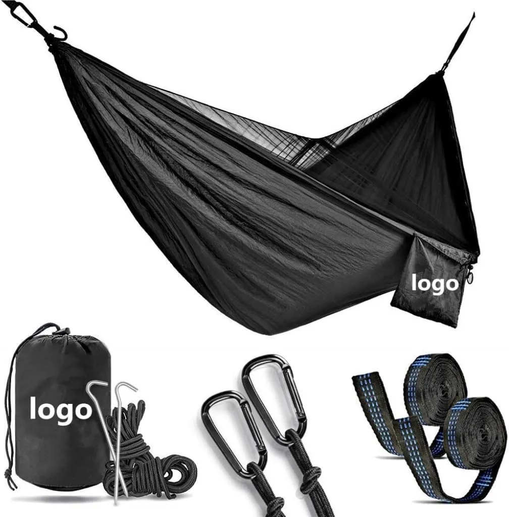 Hamock Outdoor Camping Quick-Open Mosquito Net Hammock 210T Nylon Hammock with Mosquito Net Outdoor Swing Hammock Hanmock(Green)