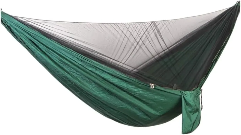 Hamock Outdoor Camping Quick-Open Mosquito Net Hammock 210T Nylon Hammock with Mosquito Net Outdoor Swing Hammock Hanmock(Green)