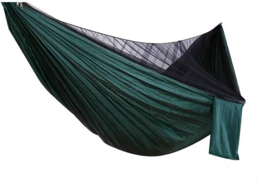 Hamock Outdoor Camping Quick-Open Mosquito Net Hammock 210T Nylon Hammock with Mosquito Net Outdoor Swing Hammock Hanmock(Green)