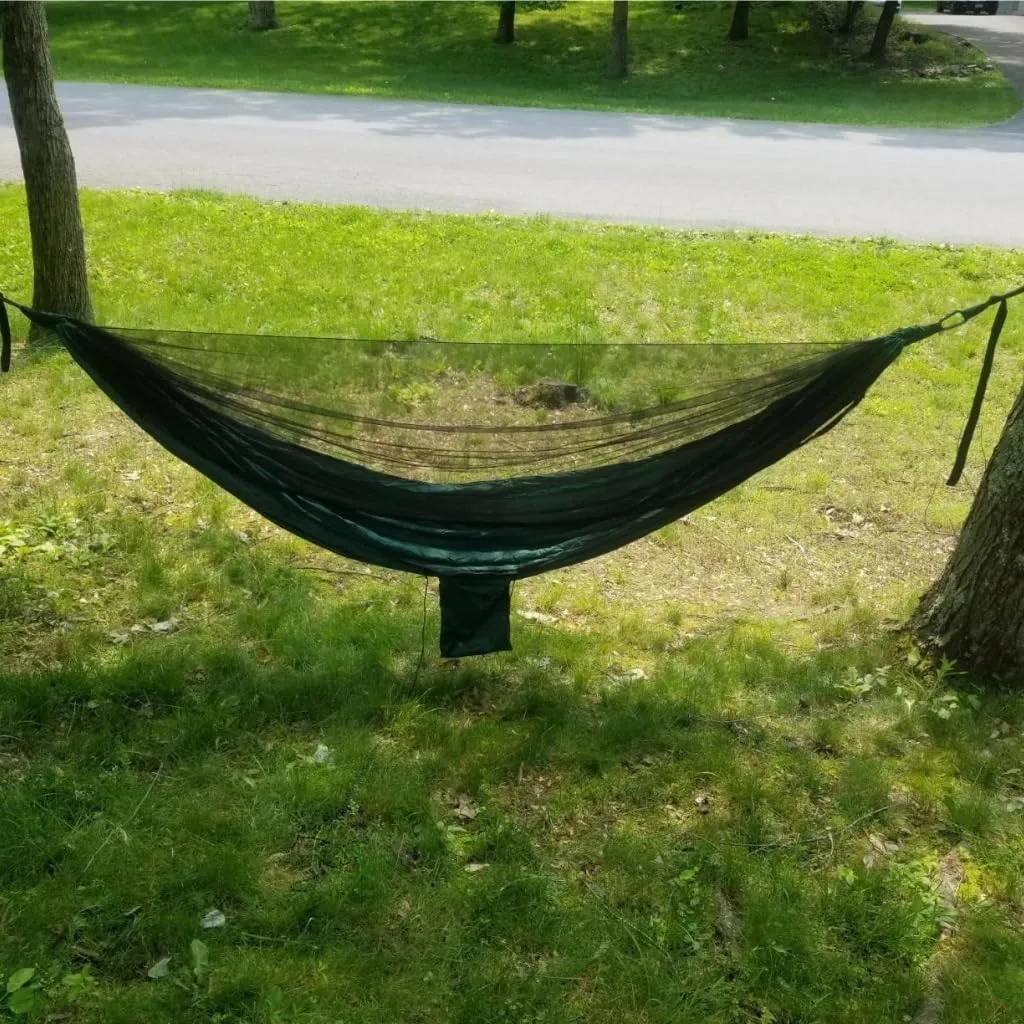 Hamock Outdoor Camping Quick-Open Mosquito Net Hammock 210T Nylon Hammock with Mosquito Net Outdoor Swing Hammock Hanmock(Green)
