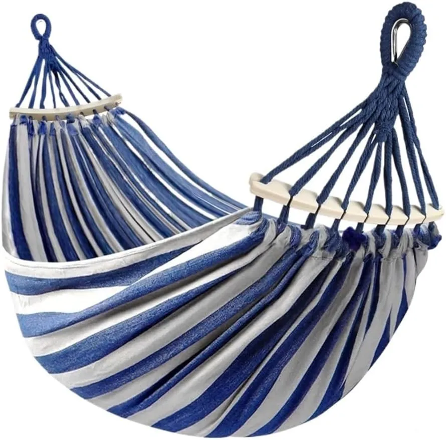 Hamock Outdoor Canvas Hammock Camping Anti-Rollover Swing Thickened Spot Single Double Duckbill Buckle Hammock Hanmock(C)