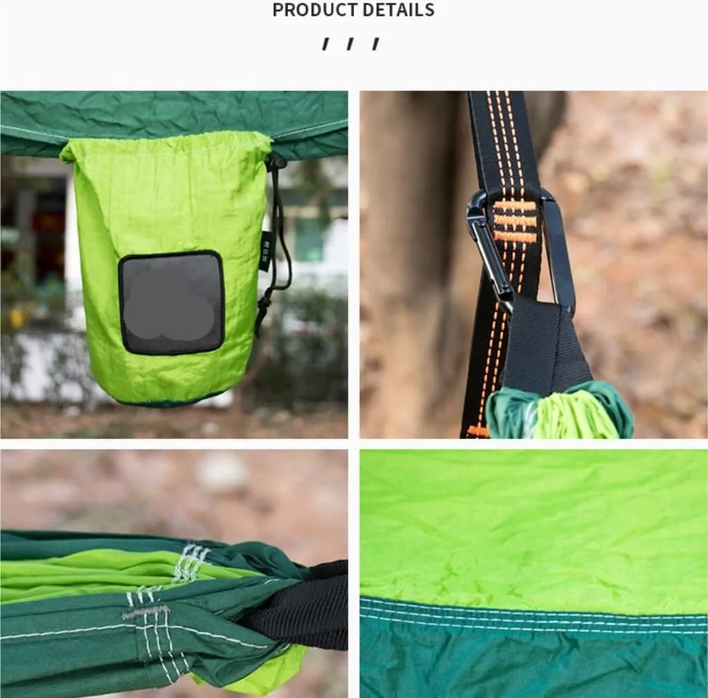 Hamock Outdoor Hammock Parachute Cloth Outdoor Anti-Rollover Camping Swing with Mosquito Net Net Bed Outdoor Adult Hanmock(Bronze)