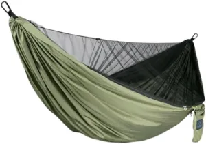 Hamock Outdoor Hammock Parachute Cloth Outdoor Anti-Rollover Camping Swing with Mosquito Net Net Bed Outdoor Adult Hanmock(Bronze)