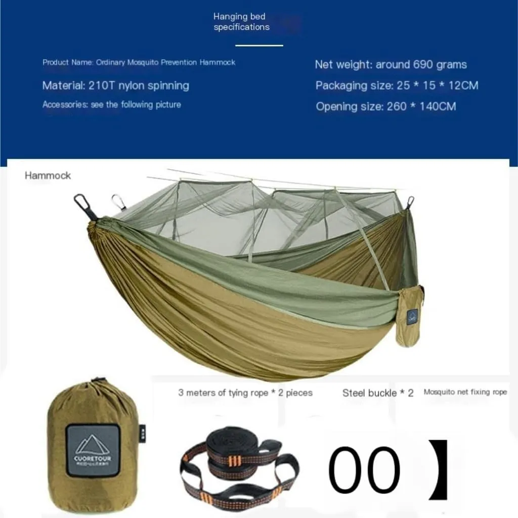 Hamock Outdoor Mosquito Net Hammock Anti-Mosquito Canopy Tent Set Waterproof Portable Sunshade Camping Outdoor Hanmock(Green,Small)