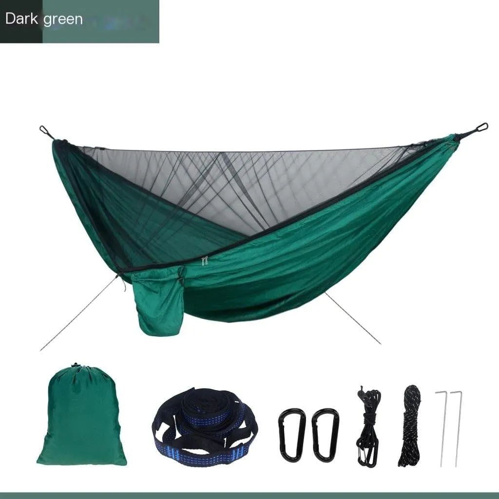 Hamock Outdoor Mosquito Net Hammock Canopy Set Outdoor Camping Quick-Open Hammock Plus Rainproof Sunshade Canopy Hanmock(G)