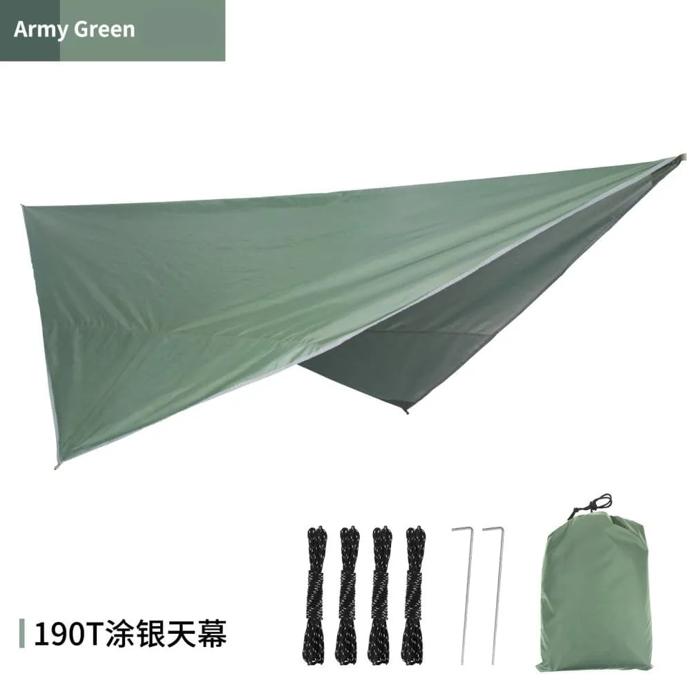 Hamock Outdoor Mosquito Net Hammock Canopy Set Outdoor Camping Quick-Open Hammock Plus Rainproof Sunshade Canopy Hanmock(G)