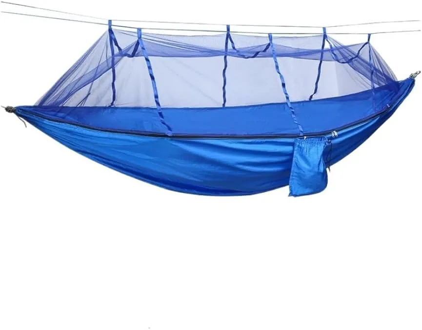 Hamock Outdoor Parachute Wholesale Hammock with Mosquito Net Anti-Mosquito Nylon Single Double Camping Hammock Hanmock(Blue)