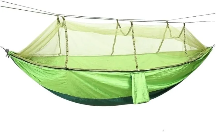 Hamock Outdoor Parachute Wholesale Hammock with Mosquito Net Anti-Mosquito Nylon Single Double Camping Hammock Hanmock(Green)