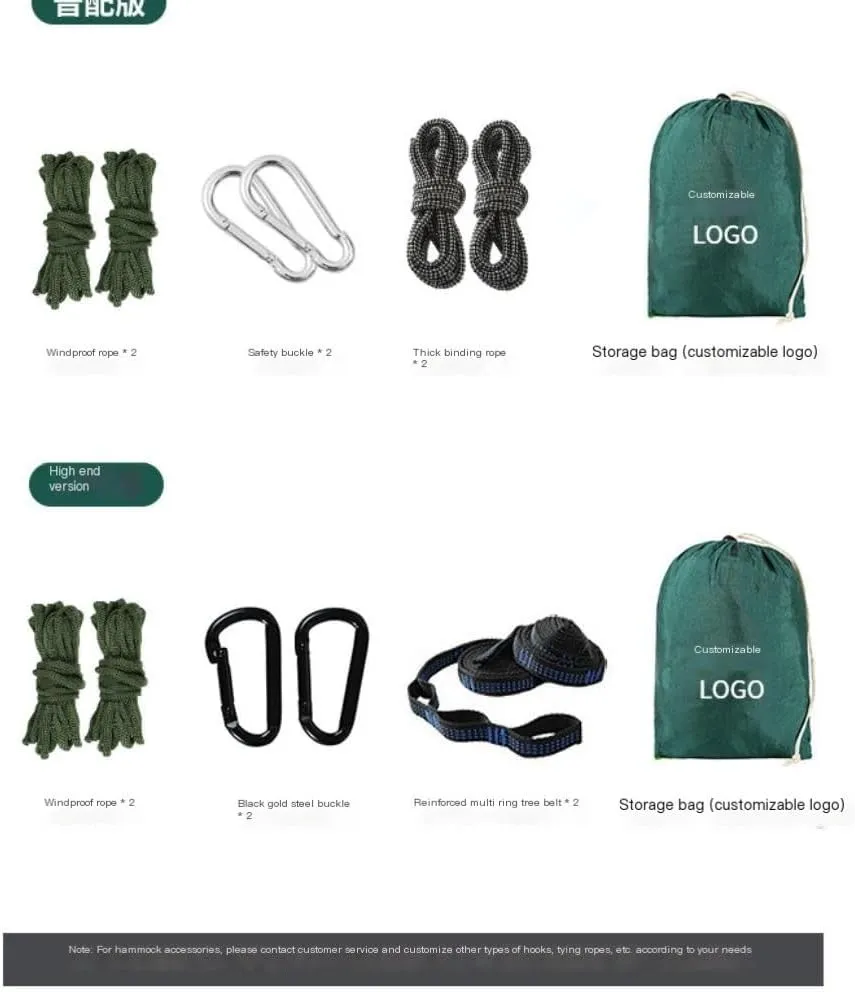 Hamock Outdoor Parachute Wholesale Hammock with Mosquito Net Anti-Mosquito Nylon Single Double Camping Hammock Hanmock(Green,Large)