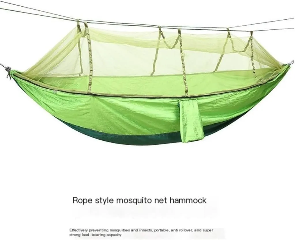 Hamock Outdoor Parachute Wholesale Hammock with Mosquito Net Anti-Mosquito Nylon Single Double Camping Hammock Hanmock(Green,Large)