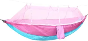 Hamock Outdoor Parachute Wholesale Hammock with Mosquito Net Anti-Mosquito Nylon Single Double Camping Hammock Hanmock(Pink)