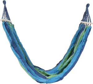 HANABASS Portable Rainbow Camping Hammock with Rollover Wooden Stick Double Person Parachute Swing Sleeping Bed for Outdoor Travel Adventure Blue