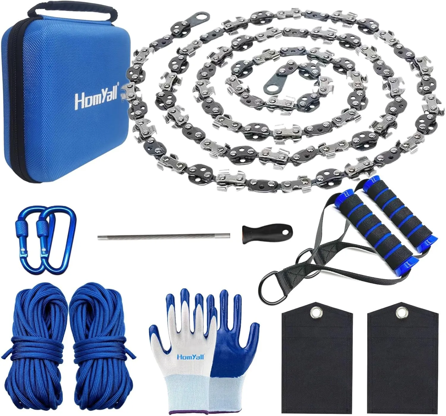 Hand Rope Saw for Tree Limbs 53 Inch High Limb Rope Chain Saw Manual Pocket Chainsaw with Blades on Both Sides for Yard Gardening work Hiking Camping Survival Gear Kit