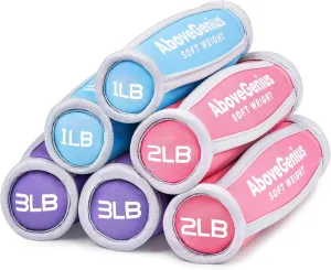 Hand Weights for Women Men, Soft Dumbbells Set of 6(1lb 2lb 3lb Each Pack) for Dumbbell Walking Weight Sets with Hand Strap, Pink Weights for Workout Running, Jogging and Physical Therapy, Gifts for Mom