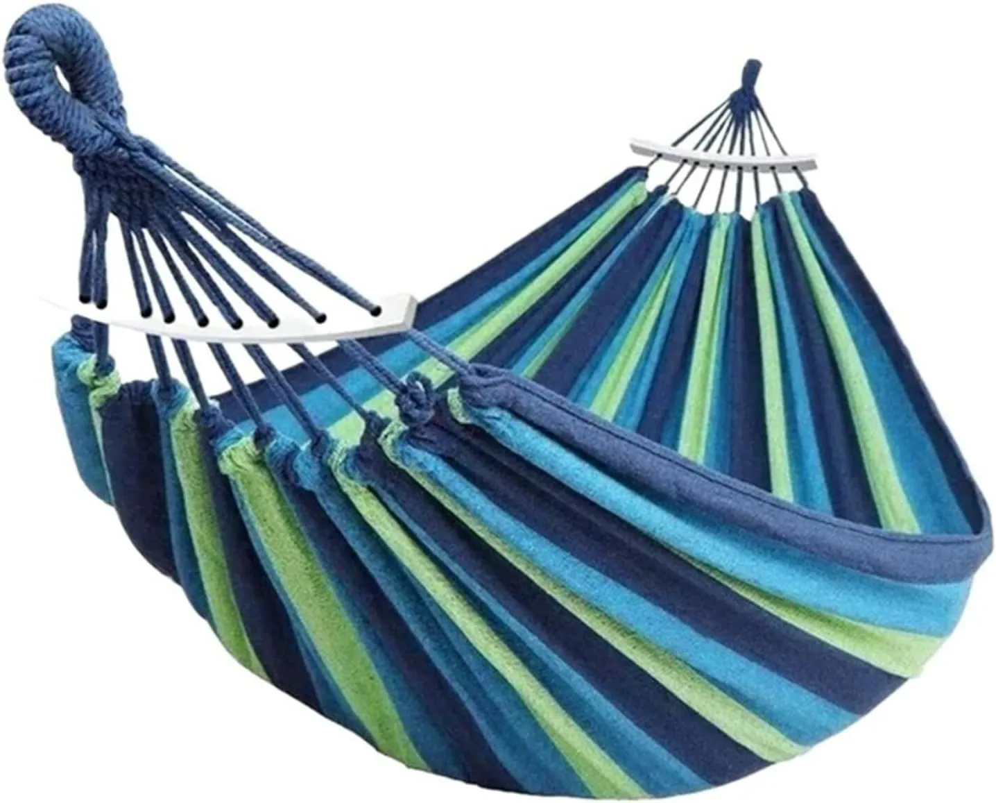 Hanging Chair Outdoor Hammock, Portable Garden Hammock for Home, Travel & Camping, Canvas Striped Swing Bed, Double/Single with 200kg Load Capacity