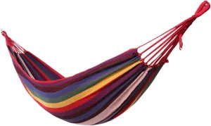 Happyyami 1Pc Outdoor Canvas Hammock Hanging Chair Colorful Thickened for Camping Travel Patio Sturdy and Easy to Assemble for Outdoor Leisure Activities