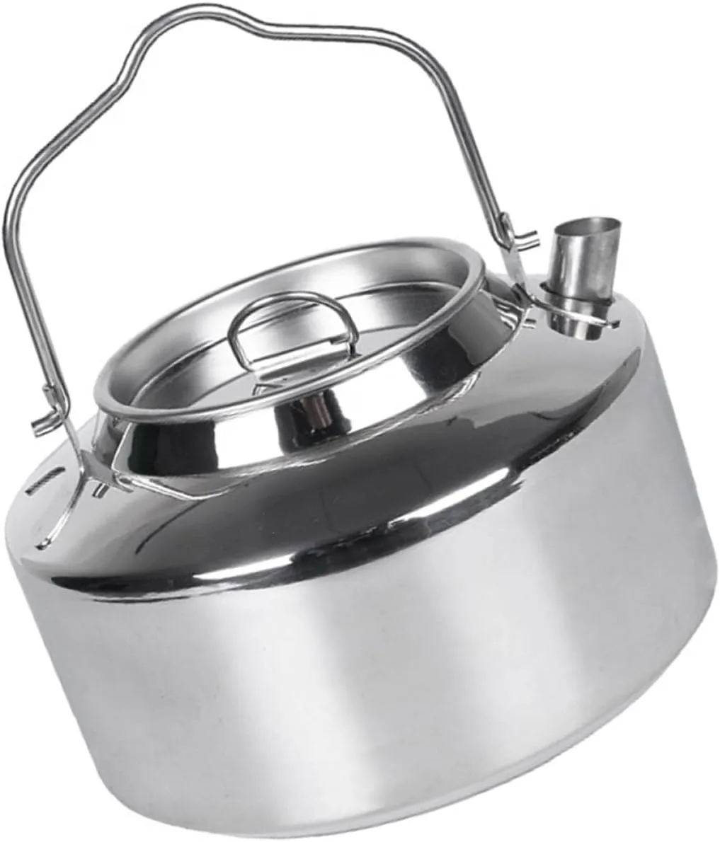 Happyyami Outdoor Camping Kettle Wear Resistant Stainless Steel Water Pot with Ergonomic Handle for Convenient Pouring for Backpacking Picnics and Outdoor Cooking