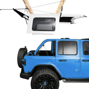 Hard Top Removal Lift for Jeep Wrangler JL JK TJ Ford Toyota and More Models, Easy One-Person Auto-Lock Anti-Drop Hoist with Multi-Use Overhead Storage (Supports 8-14 ft. Ceiling, Bundled 6 T-Knobs)