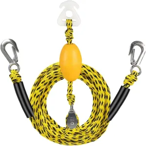Heavy Duty Boat Tow Harness for Tubing, Water Sports Tow Rope for Boat Towables & Tubes, Self Centering Tow Harness Line with Clip Quick Connector & Stainless Steel Hooks