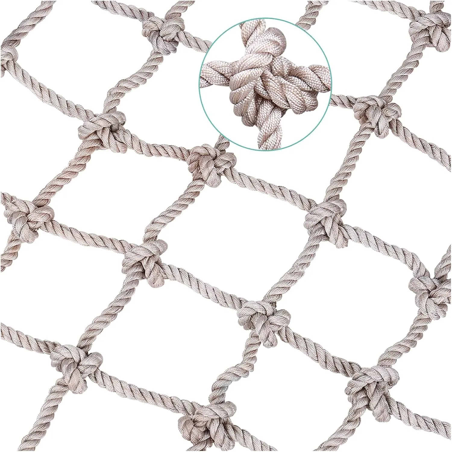 Heavy Duty Climbing Net Rope Ladder for Playground, 12mm Safety Net with Protective Webbing, Outdoor Cargo Swing Set, Size 3.3FT x 6.5FT, Durable Rock Climbing Gear