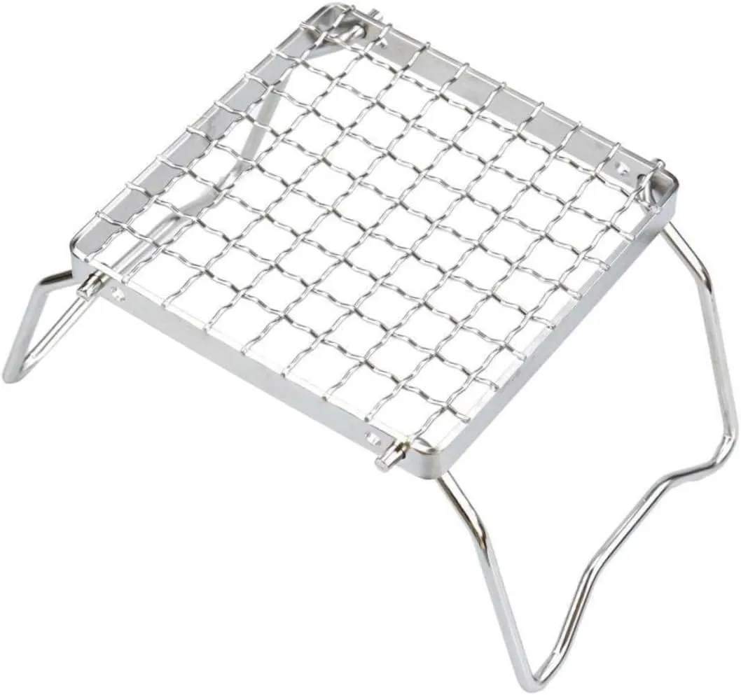 HEMOTON 1 Set Stainless Steel Camping Grill Portable Outdoor Barbecue Rack for Picnics Bonfires and Heating Sturdy Fire Resistant Design for Cooking with Pots and Kettles