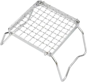 HEMOTON 1 Set Stainless Steel Camping Grill Portable Outdoor Barbecue Rack for Picnics Bonfires and Heating Sturdy Fire Resistant Design for Cooking with Pots and Kettles