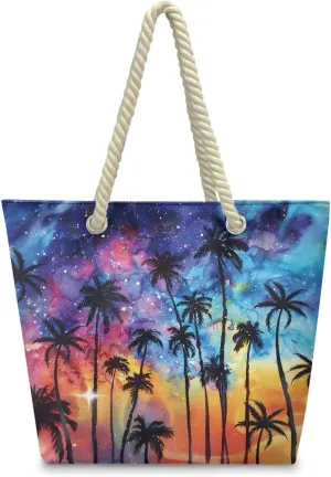 Hemp Rope Tote Bag for Women Men Lightweight Reusable Shopping Bags with Portable Handle Beach Travel Work Handbag