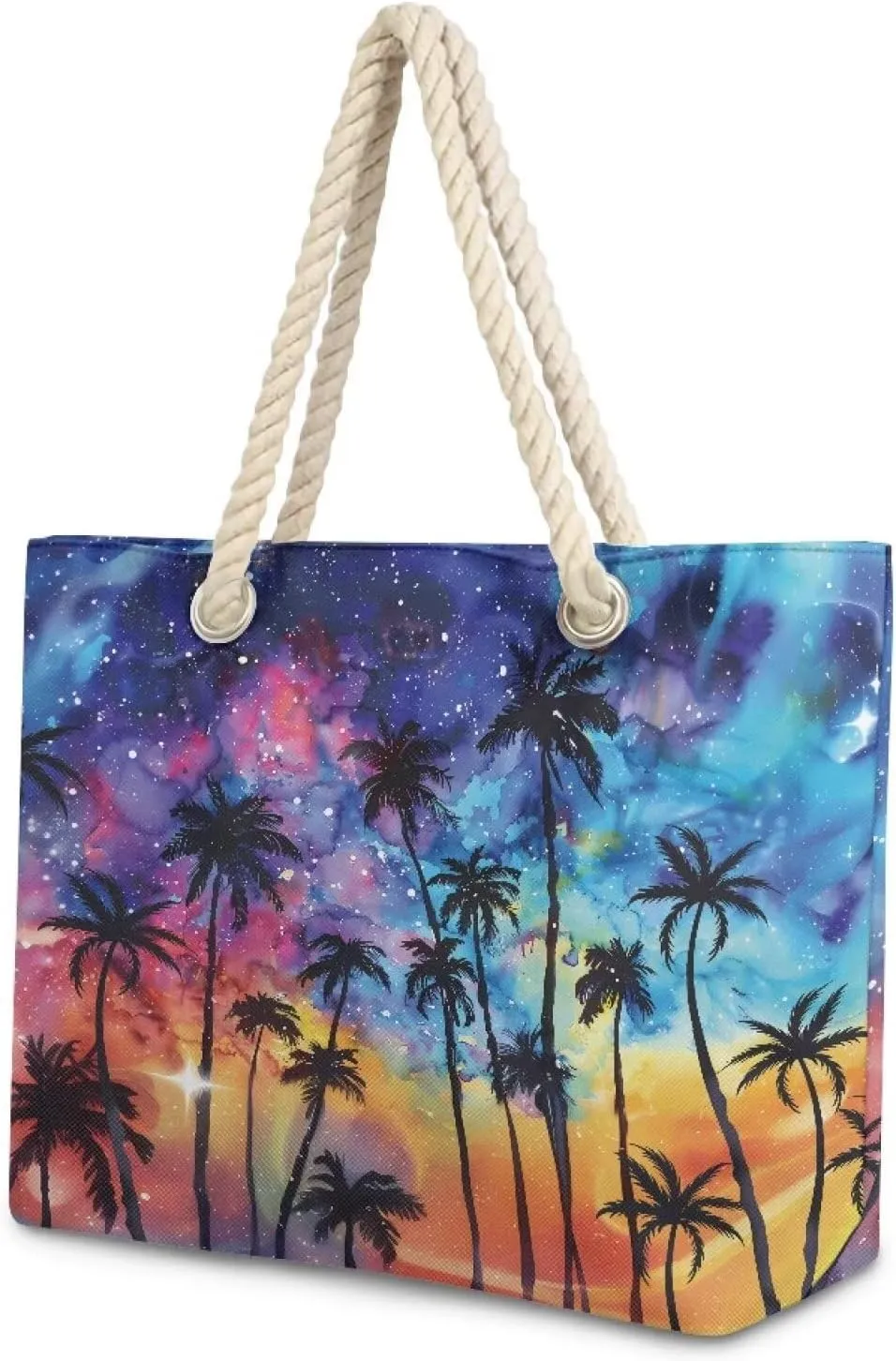 Hemp Rope Tote Bag for Women Men Lightweight Reusable Shopping Bags with Portable Handle Beach Travel Work Handbag