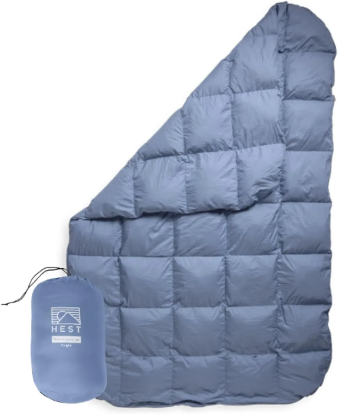 HEST Packable Down Comforter for Camping, Single Size - Warm Outdoor Puffy Blanket, Down Blanket with 50-L Tote, Hydrophobic Duck Down - Perfect for Hiking, Camping, Backpacking & Outdoor Adventures