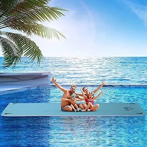 HOMCOM 10' x 5' / 16.5' x 5' Lily Pad Floating Mat, 3-Layer Lily Pad Swimming Pool Floating Water Mat, Thick and Durable Water Activities Mat for Lake, Oceans