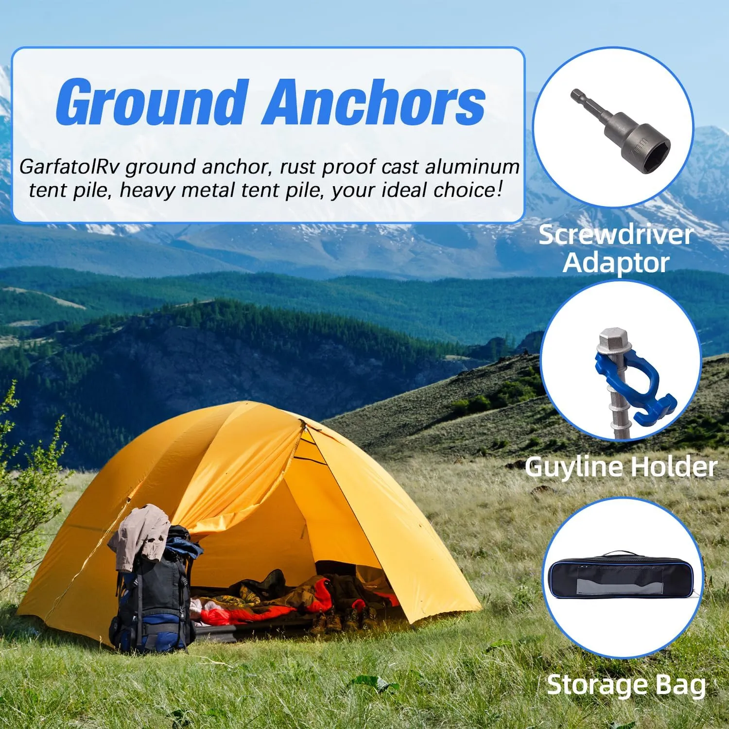 Homeon Wheels Ground Anchors Aluminum Non-Rust Screw Cast Tent Stakes Heavy Duty Metal Anchors for Securing Animals,Tents, Canopies, Sheds, Car Ports, Swing Sets Outdoors Beach（Big）