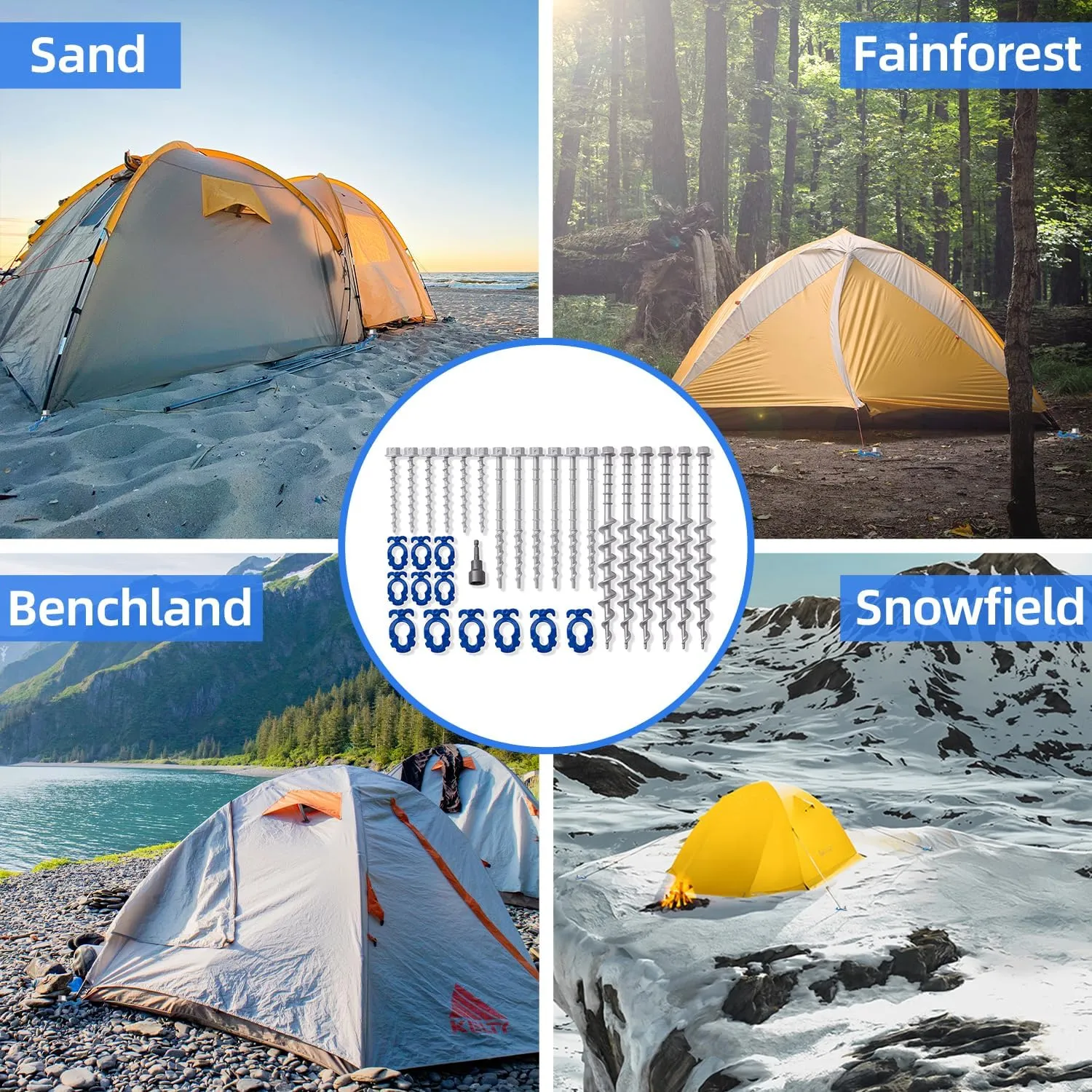 Homeon Wheels Ground Anchors Aluminum Non-Rust Screw Cast Tent Stakes Heavy Duty Metal Anchors for Securing Animals,Tents, Canopies, Sheds, Car Ports, Swing Sets Outdoors Beach（Big）