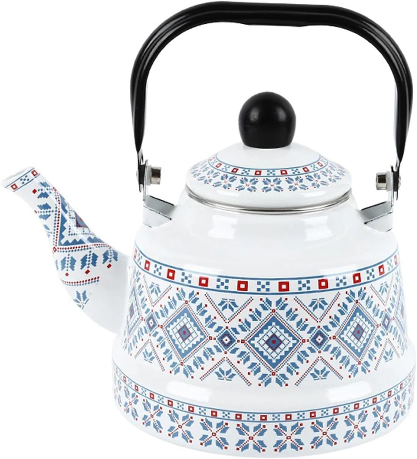 Household Water Tea Pot Coffee Kettle, Cookware Picnic Teapot, Enamel Tea Kettle for Camping(Blue,1.7L)