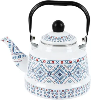 Household Water Tea Pot Coffee Kettle, Cookware Picnic Teapot, Enamel Tea Kettle for Camping(Blue,1.7L)