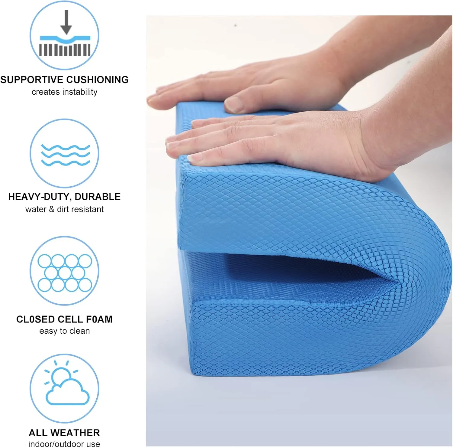 Hungdao 2 Pcs Balance Pad Thick Foam Yoga Core Training Exercise Pad for Adults Physical Therapy Fitness Stability Workout Knee Ankle Strength Training Home Work Floor