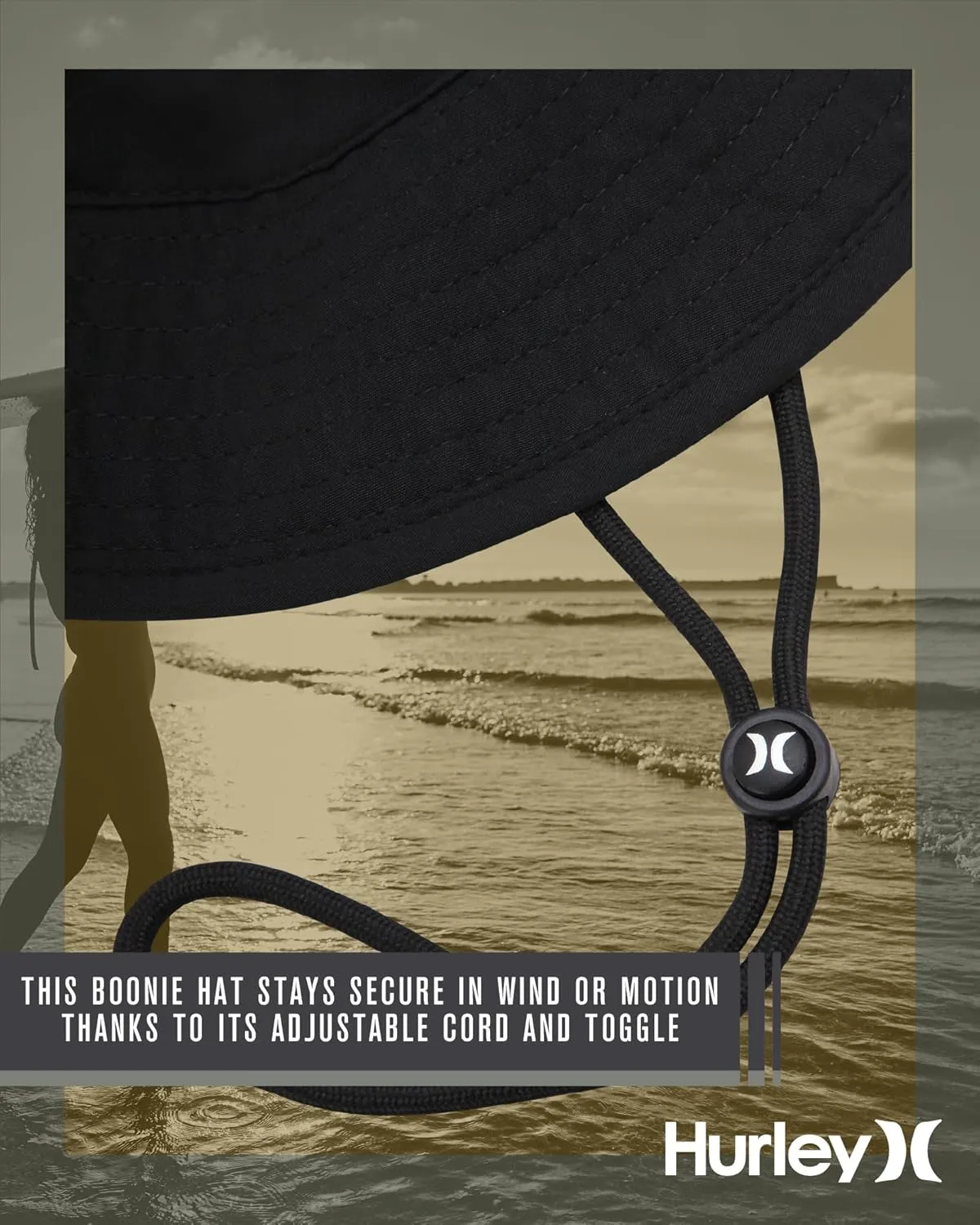 Hurley Men's Boonie Hat - Moisture Wicking and Packable Full Brim Sun Hat UV Protection for Fishing, Hiking, and Safari