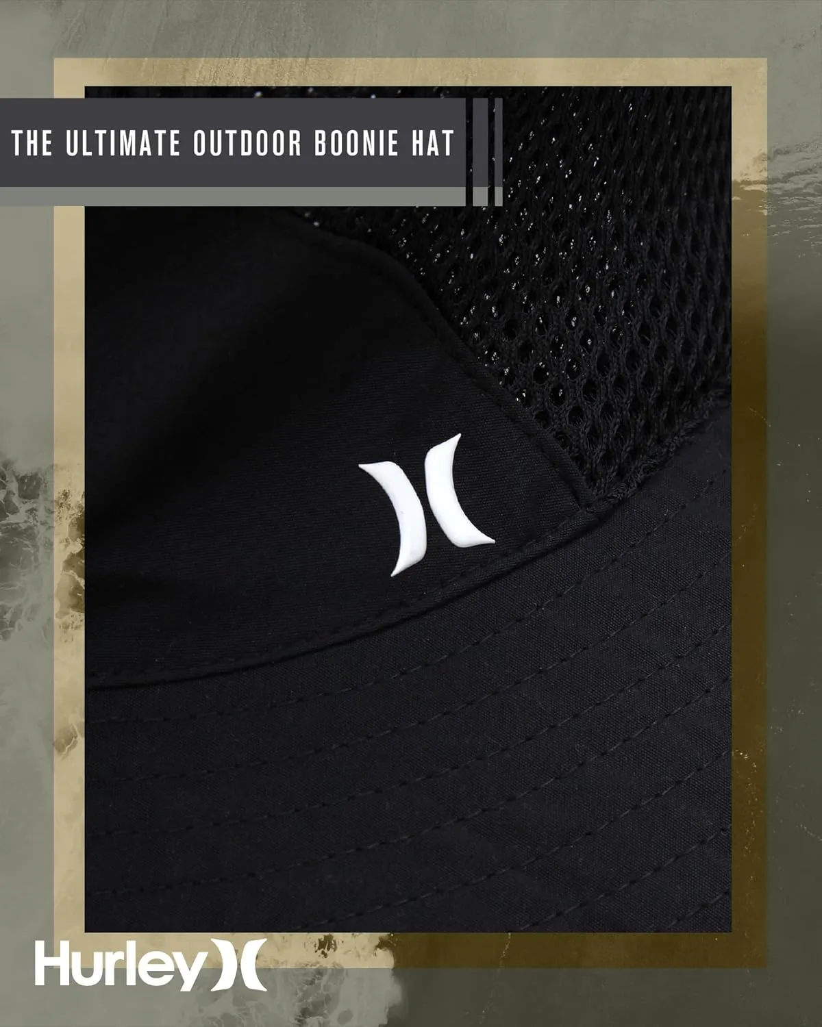 Hurley Men's Boonie Hat - Moisture Wicking and Packable Full Brim Sun Hat UV Protection for Fishing, Hiking, and Safari
