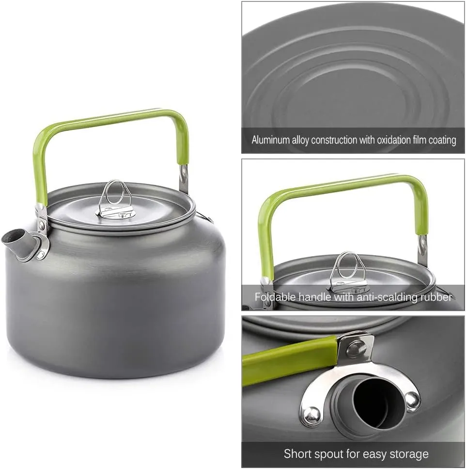 HXBER 0.8L/1.2L/1.8L Outdoor Camping Kettle Aluminum Tea Kettle Coffee Pot with Carry Bag