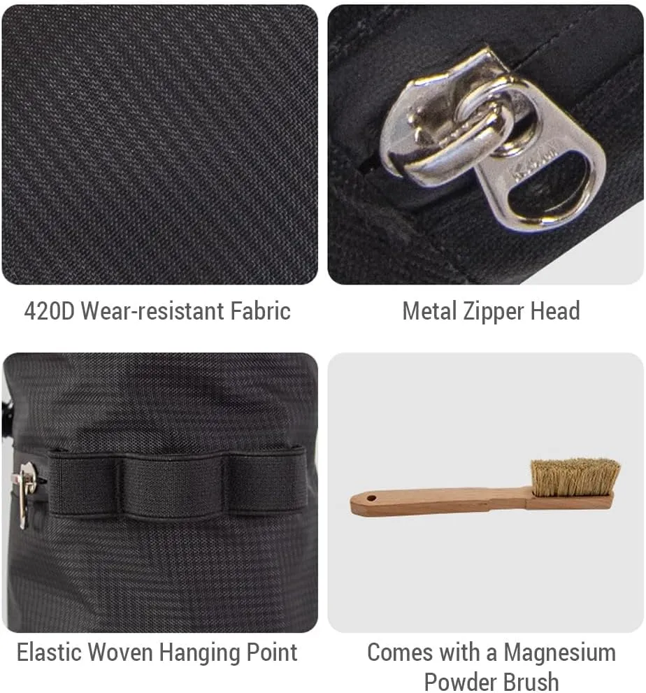 HXBER Magnesium Powder Storage Bag Climbing Chalk Bag with Brush for Bouldering Weightlifting