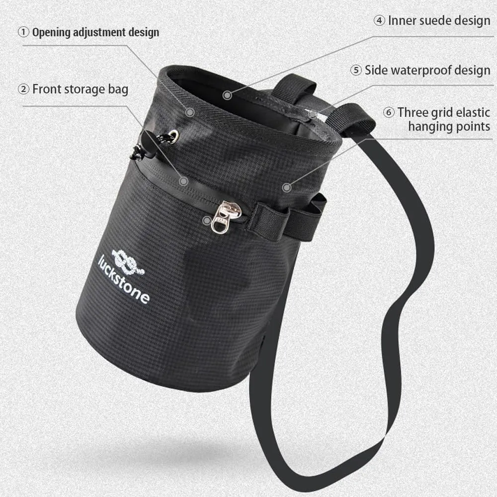 HXBER Magnesium Powder Storage Bag Climbing Chalk Bag with Brush for Bouldering Weightlifting