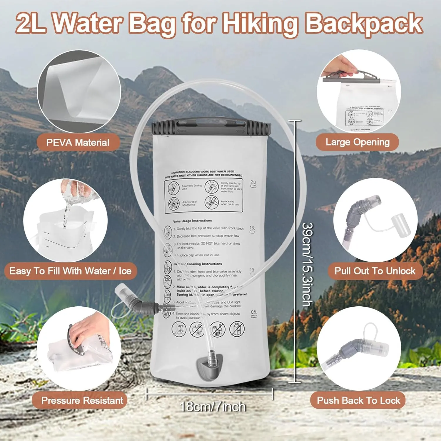 Hydration Pack Backpack,Hiking Backpack with 2L Water Bladder Lightweight Running Hydration Vest for Men Women Hiking Cycling Climbing Camping