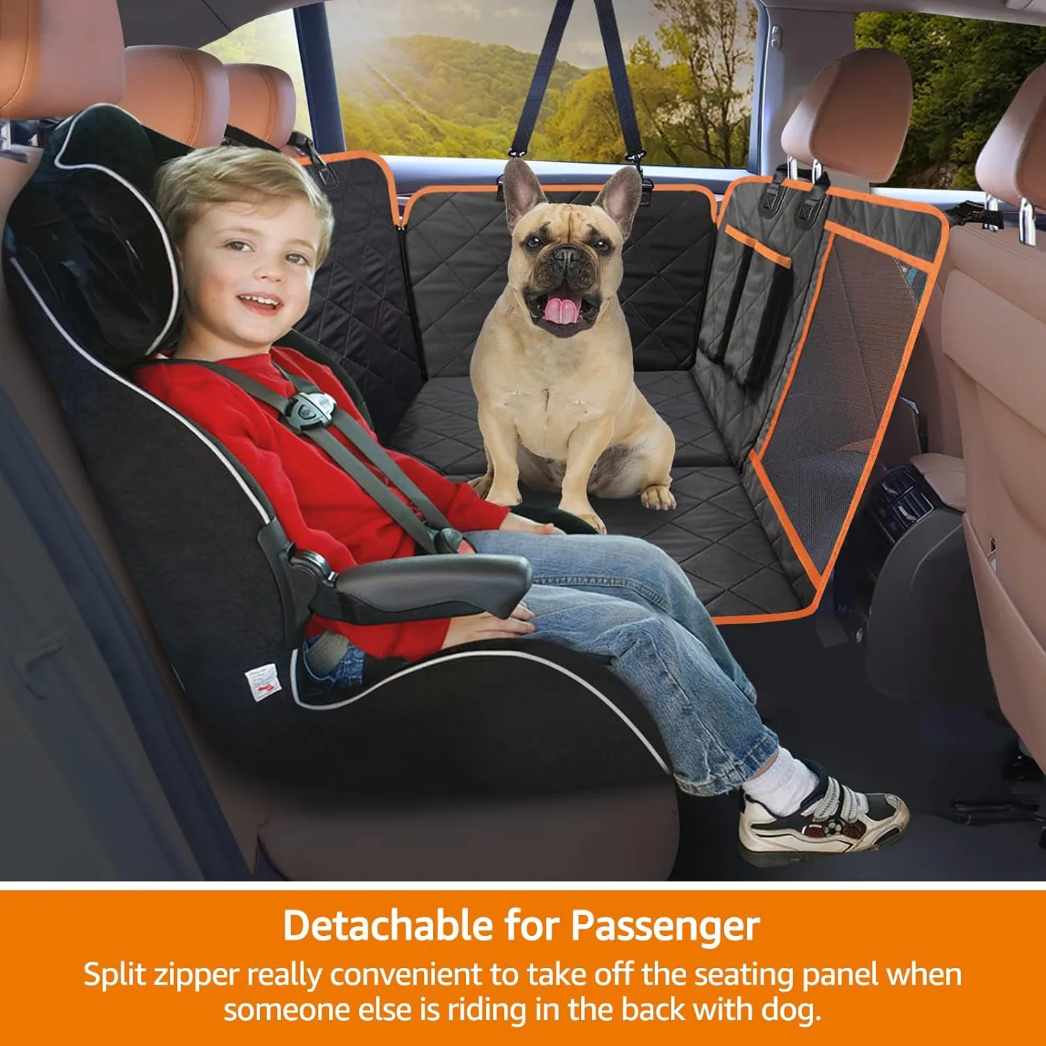 iBuddy Dog Seat Cover with Hard Bottom, Car Back Seat Extender Stable Comfortable Dog Car Hammock Bed for Road Trip to Protect Dogs Not Fall into Floor Pet Car Seat Protector for Rav4 CR-V Jeeps