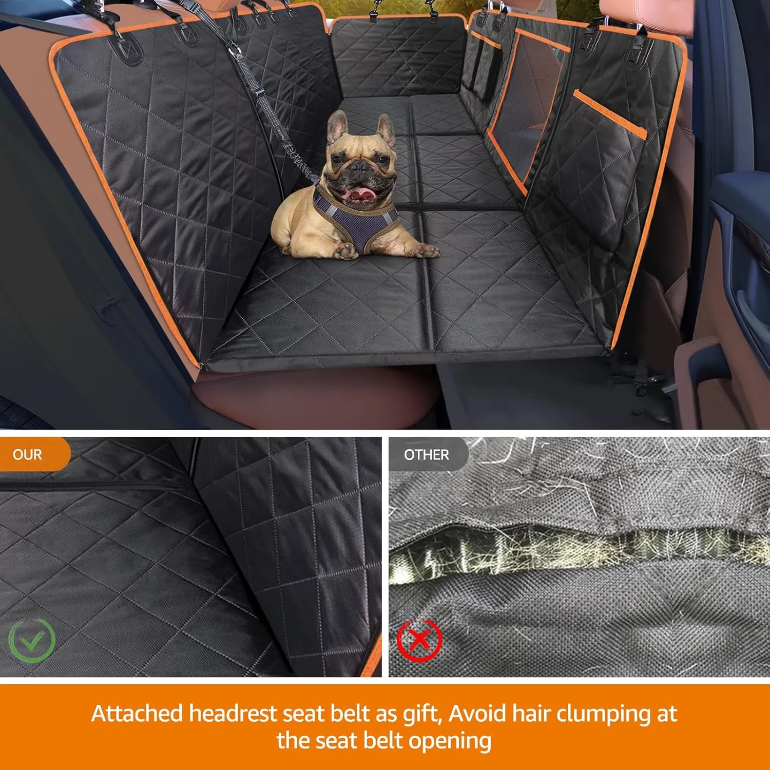 iBuddy Dog Seat Cover with Hard Bottom, Car Back Seat Extender Stable Comfortable Dog Car Hammock Bed for Road Trip to Protect Dogs Not Fall into Floor Pet Car Seat Protector for Rav4 CR-V Jeeps