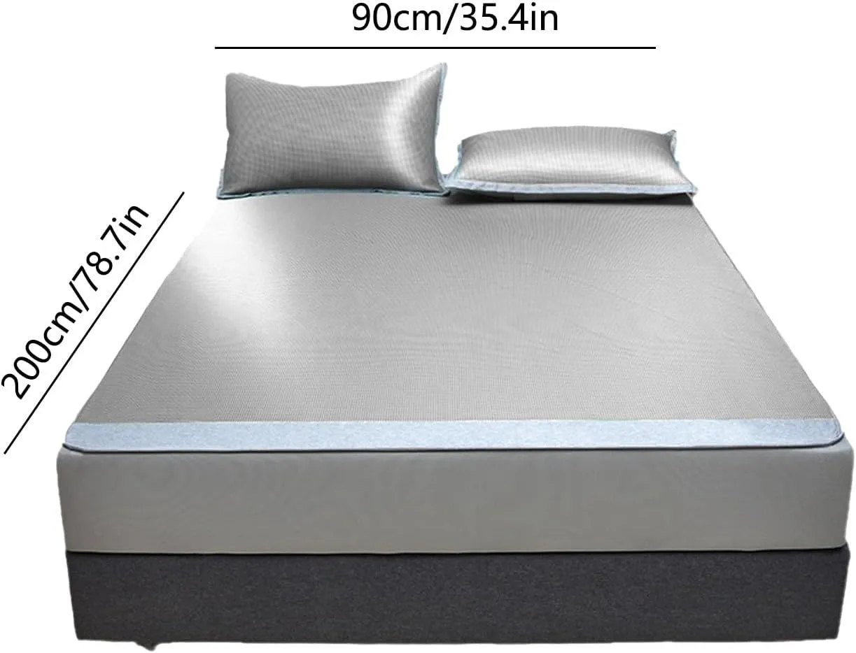 Ice Silk Cool Mat, Class A Memory Foam Cool Mattress, Pad for Summer Naked Sleeping, Conditioning, Machine Washable, Foldable Mattress Topper, Portable Design, Comfortable Support Ideal