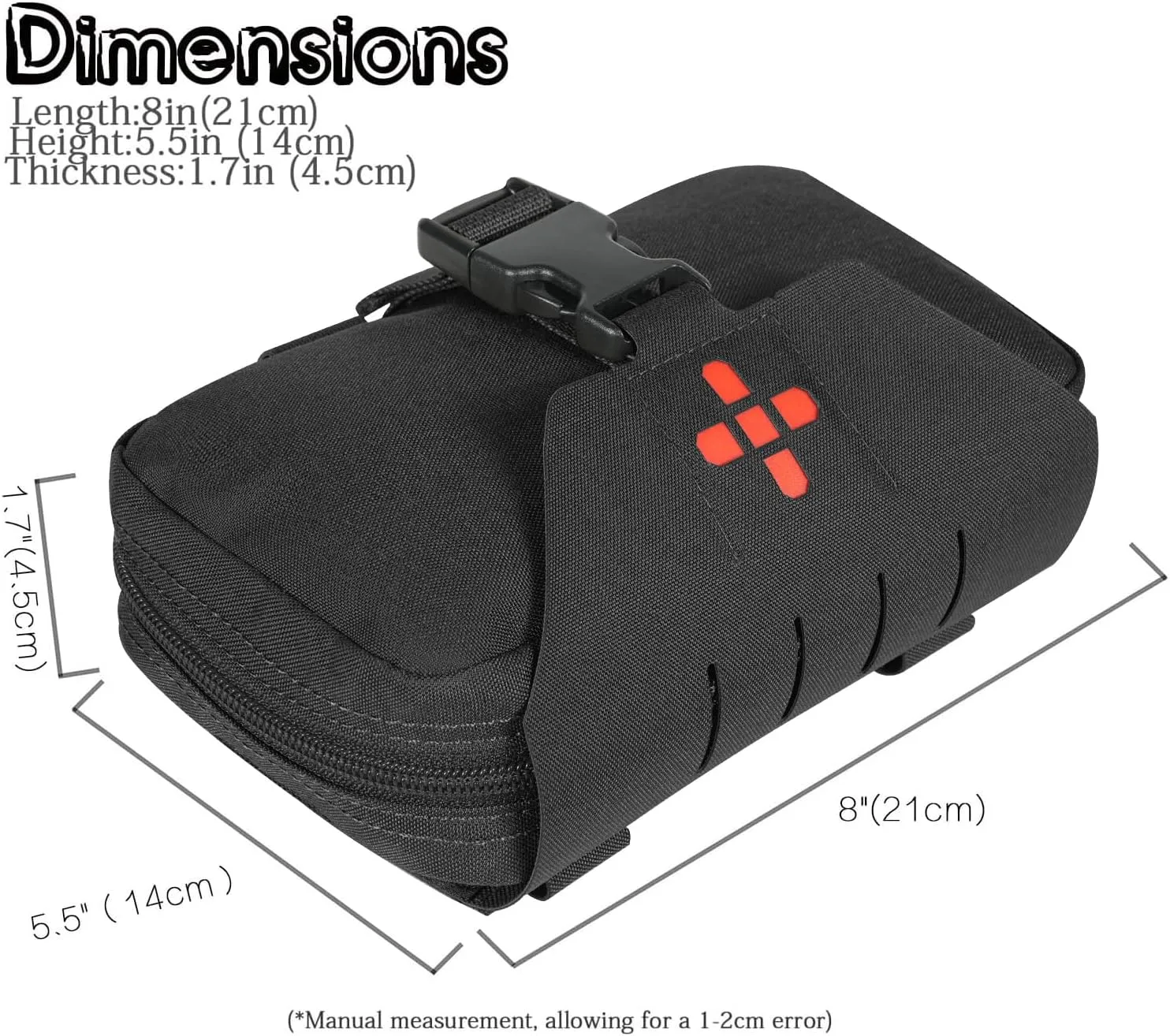 Ifak Pouch-Rapid Deployment Tactical MOLLE Trauma Kit Pouches, Quick Release Tear-Off Medical First Aid Kit Organiser with Red Immediate Identify for Emergency Surviva Activities.