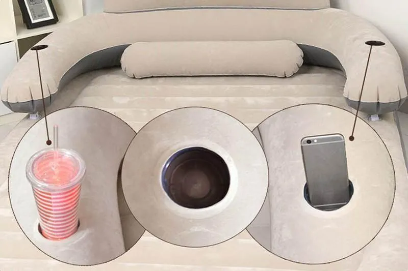 Inflatable Bear Bed with Backrest - Comfy Cartoon Design