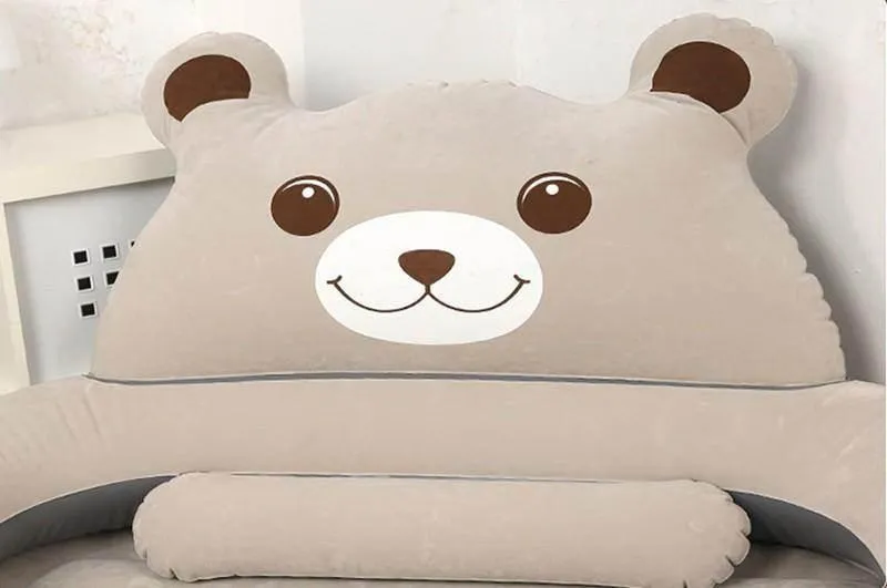 Inflatable Bear Bed with Backrest - Comfy Cartoon Design