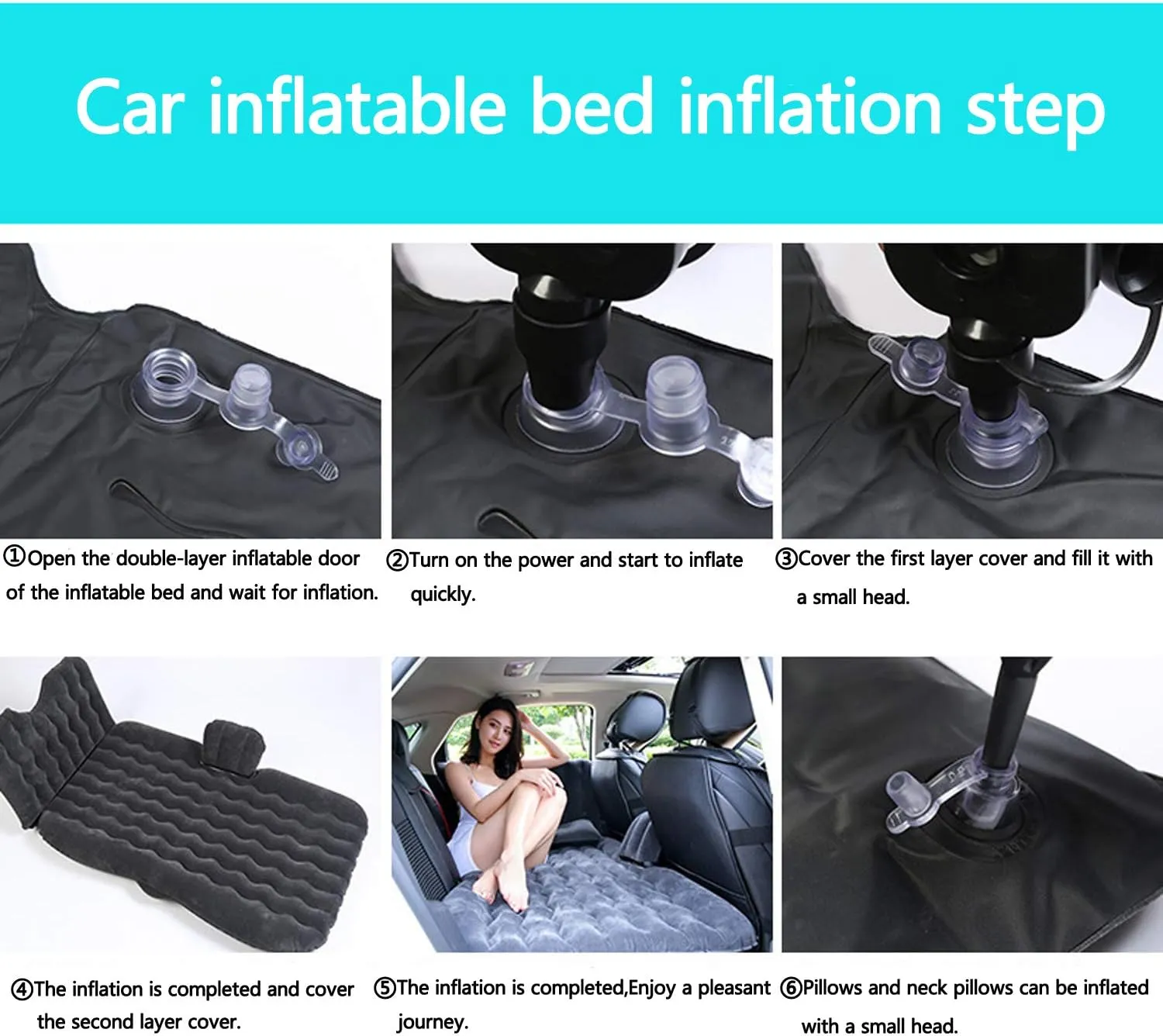 Inflatable Car Air Mattress Back Seat Bed,Portable Car Travel Sleeping Air Mattress Blow Up Bed for Car Universal SUV